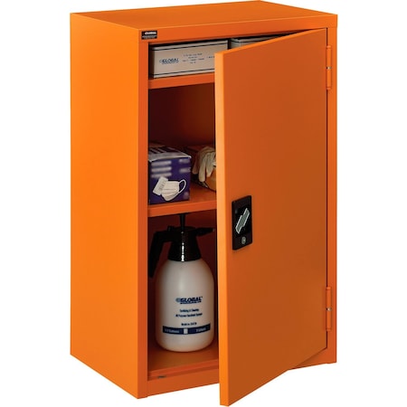 Global Industrial Emergency Preparedness Cabinet, Wall Mount, 18Wx12Dx26H, Orange 298683